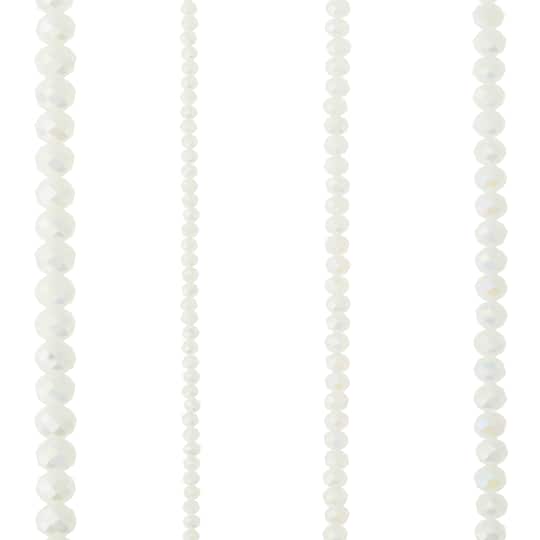 12 Pack: White Faceted Glass Rondelle Beads by Bead Landing&#x2122;